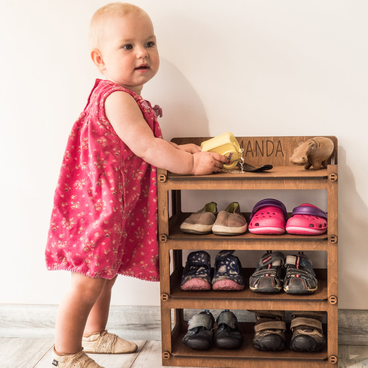 Small Kids Shoe Rack, Toddler Shoe Shelf With Personalization