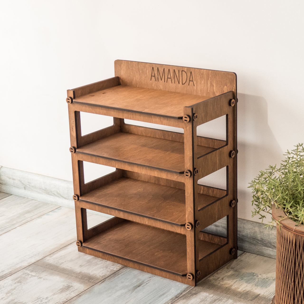Small Kids Shoe Rack, Toddler Shoe Shelf With Personalization