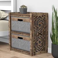 Thumbnail for Solar Bedside Table Nightstand 2 Drawers [2 LARGE GRAY BINS]