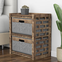 Thumbnail for Brickwall Bedside Table Nightstand 2 Drawers [2 LARGE GRAY BINS]