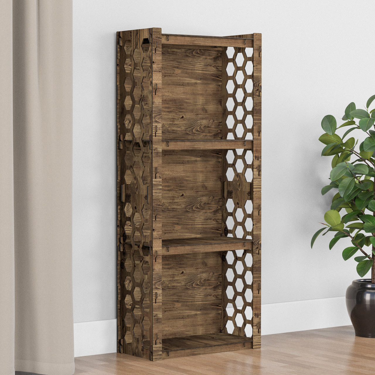 Honeycomb Narrow 4-tier Bookshelf Bookcase Shelving Unit