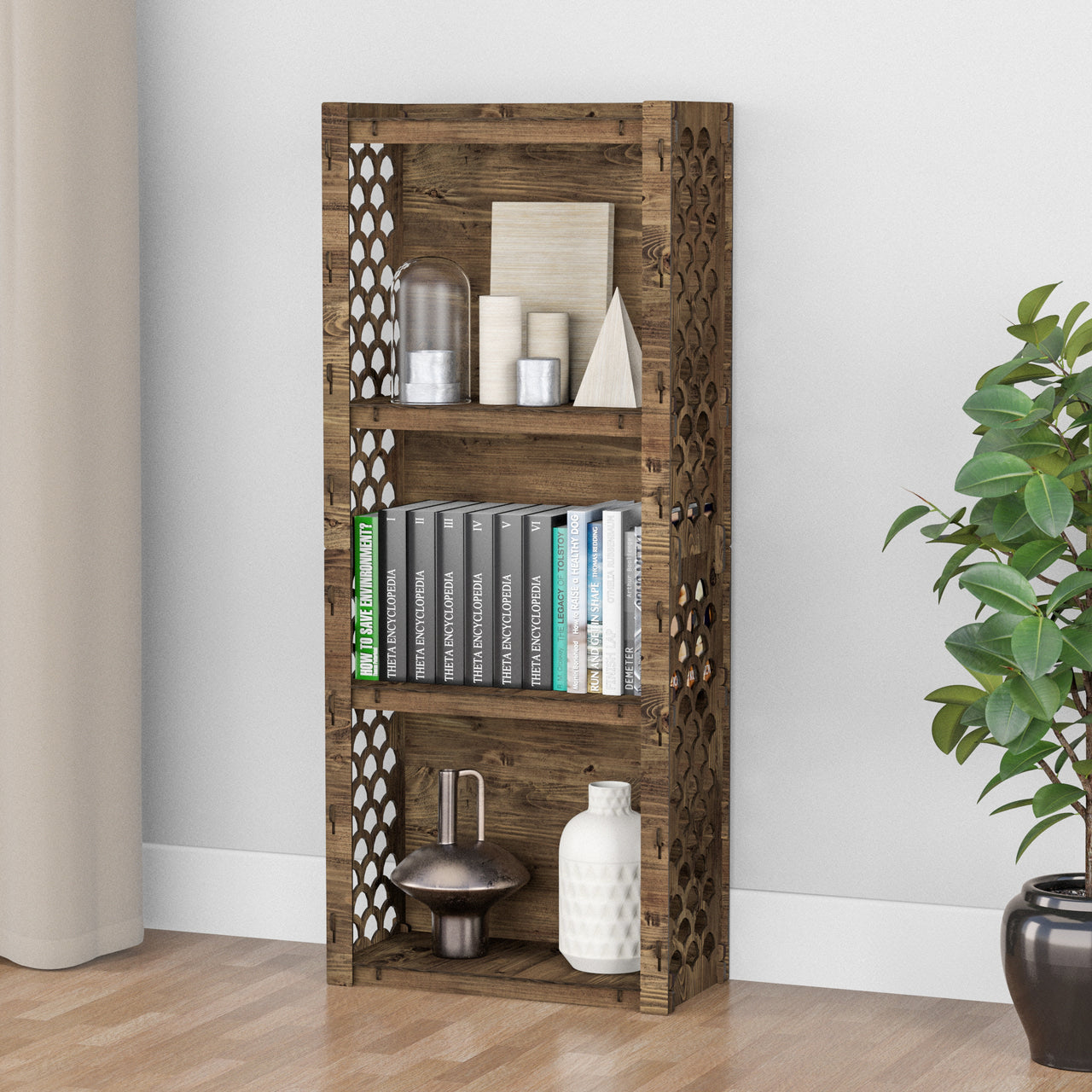 Mermaid Narrow 4-tier Bookshelf Bookcase Shelving Unit