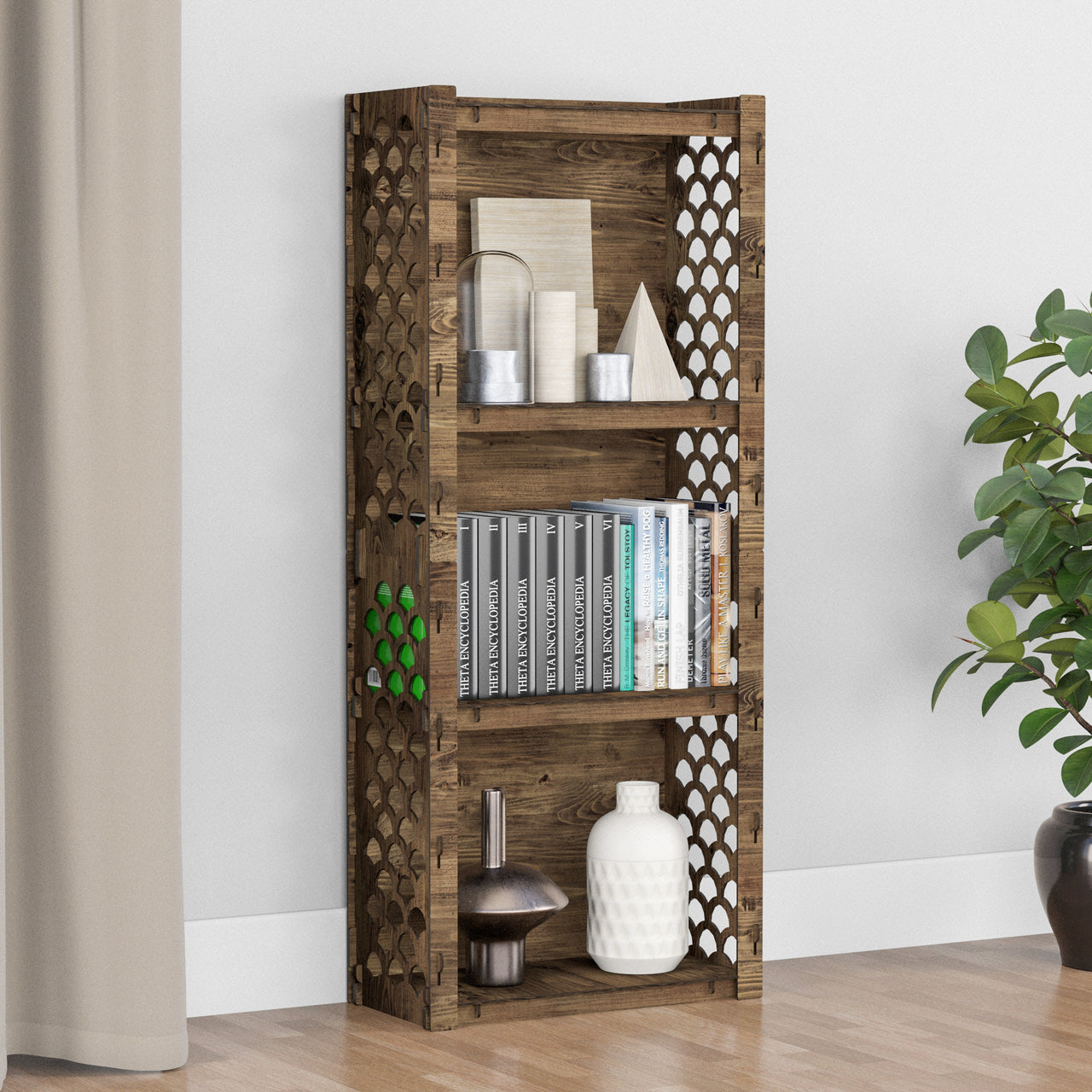 Mermaid Narrow 4-tier Bookshelf Bookcase Shelving Unit