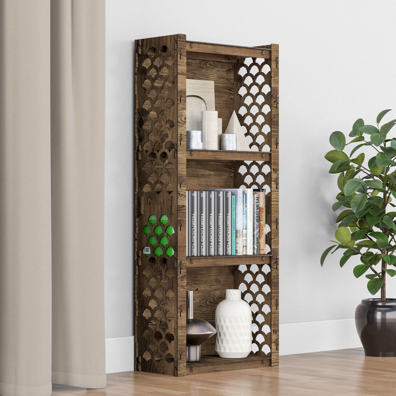 Mermaid Narrow 4-tier Bookshelf Bookcase Shelving Unit