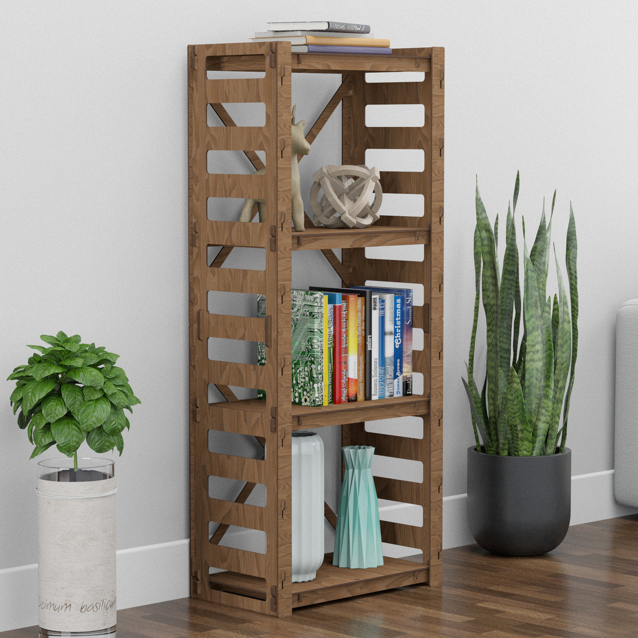 Ladder Small X 4-tier Bookshelf Bookcase Shelving Unit