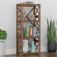 Thumbnail for Provence Small X 4-tier Bookshelf Bookcase Shelving Unit