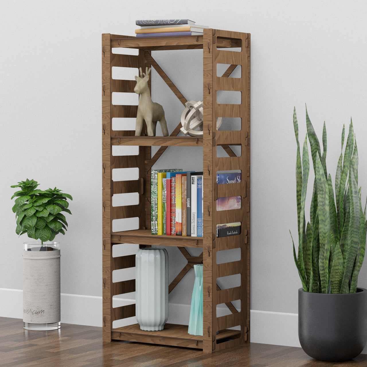 Ladder Small X 4-tier Bookshelf Bookcase Shelving Unit