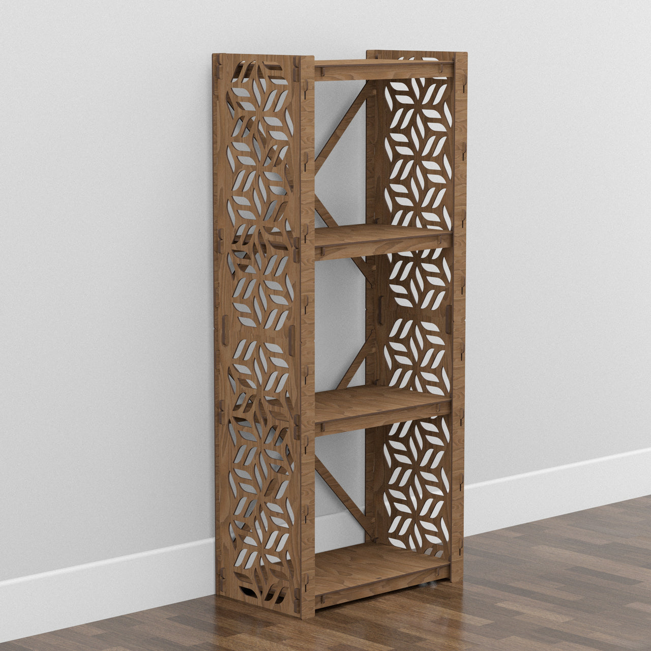 Flowers Small X 4-tier Bookshelf Bookcase Shelving Unit