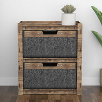 Thumbnail for Brickwall Bedside Table Nightstand 2 Drawers [2 LARGE BLACK BINS]