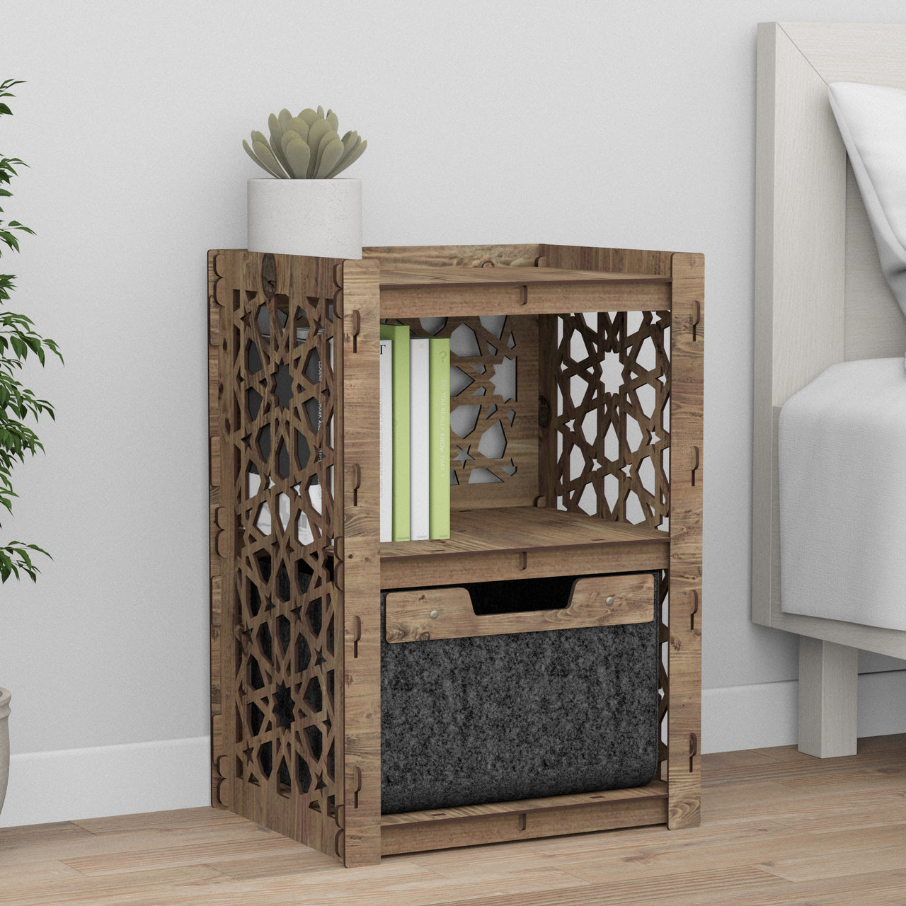 Arabic Nightstand 1 Drawers [1 BLACK BIN]