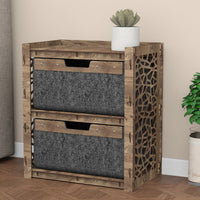 Thumbnail for Stones Bedside Table Nightstand 2 Drawers [2 LARGE BLACK BINS]