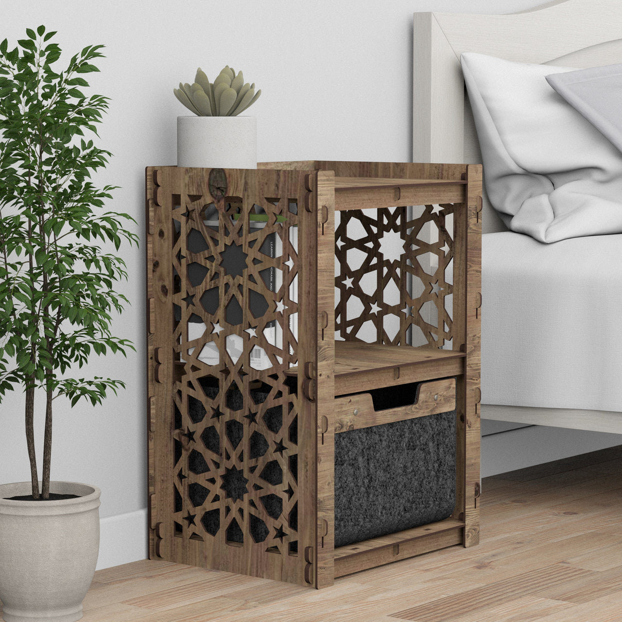 Arabic Bedside Table Nightstand 1 Drawers [1 BLACK BIN]