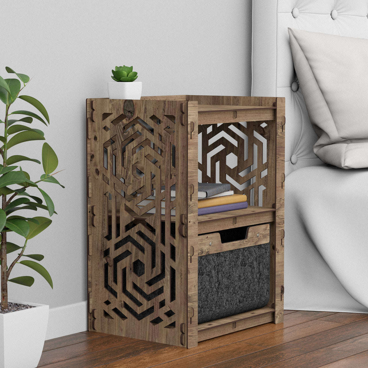 Solar Nightstand 1 Drawer [1 BLACK BIN]