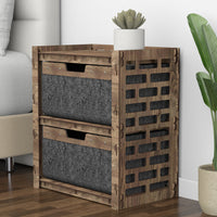 Thumbnail for Brickwall Bedside Table Nightstand 2 Drawers [2 LARGE BLACK BINS]