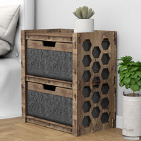 Thumbnail for Honeycomb Bedside Table Nightstand 2 Drawers [2 LARGE BLACK BINS]