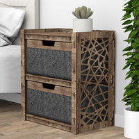 Thumbnail for Crystals Bedside Table Nightstand 2 Drawers [2 LARGE BLACK BINS]