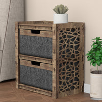 Thumbnail for Stones Bedside Table Nightstand 2 Drawers [2 LARGE BLACK BINS]