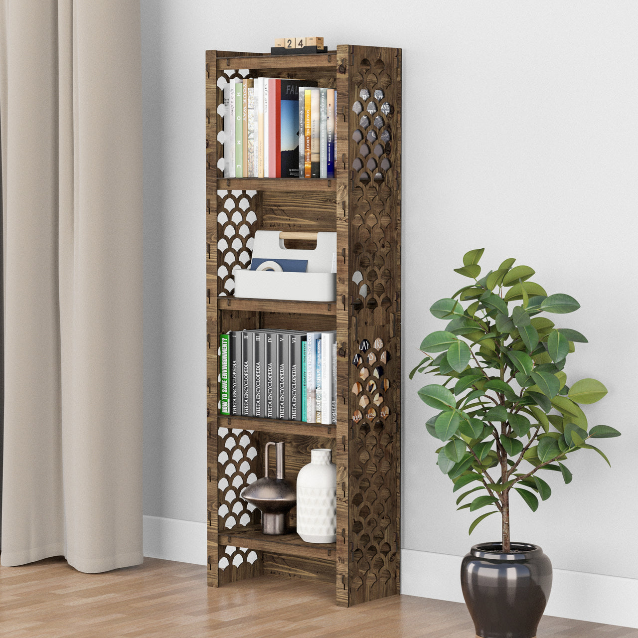 Mermaid Narrow 5-tier Bookshelf Bookcase Shelving Unit