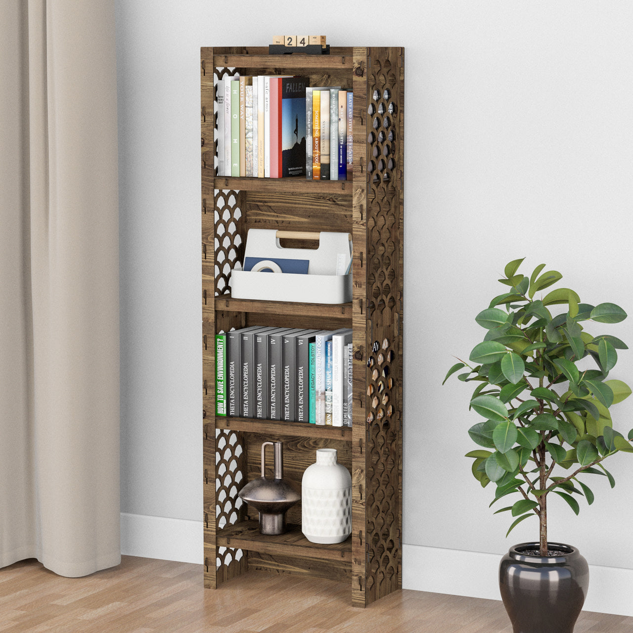 Mermaid Narrow 5-tier Bookshelf Bookcase Shelving Unit