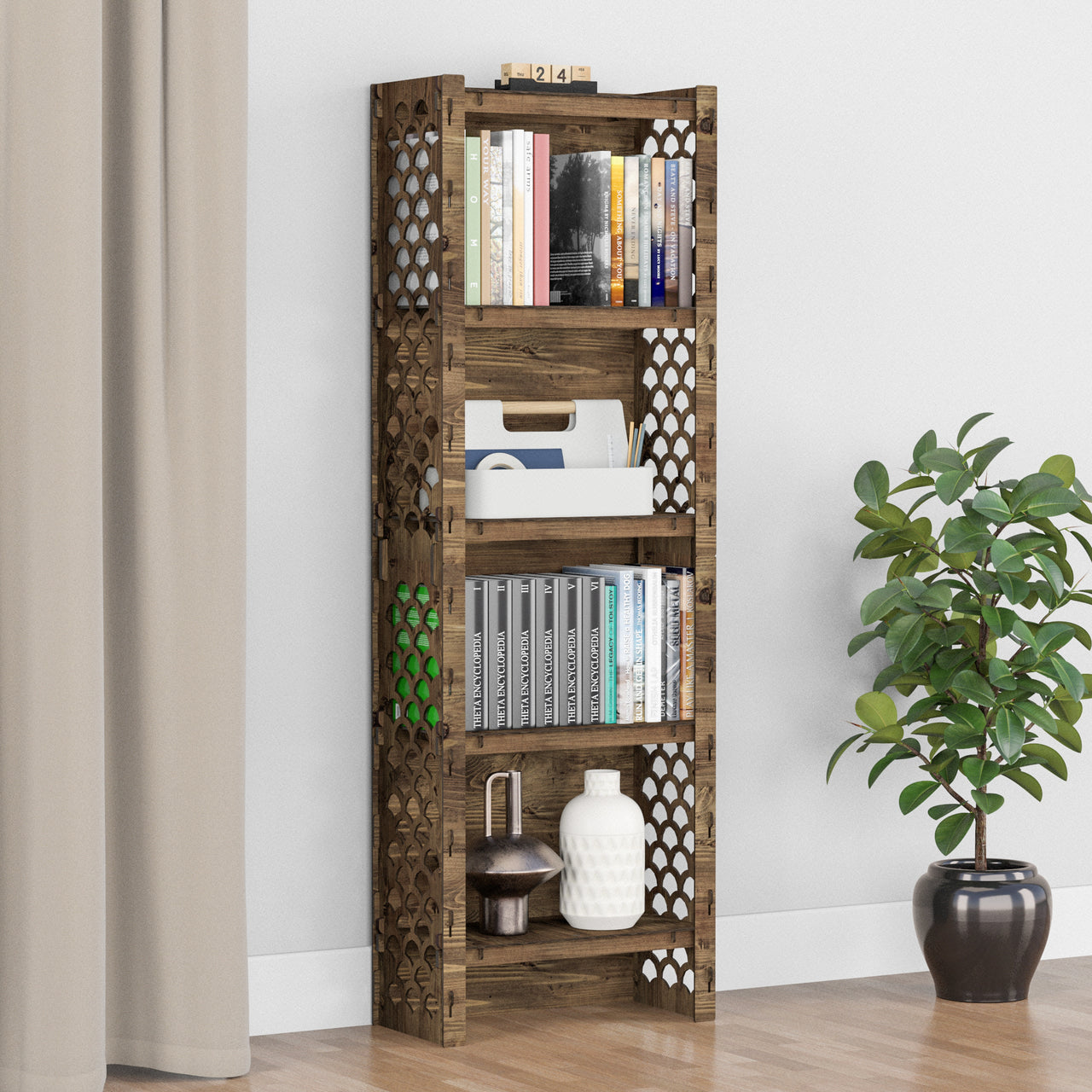 Mermaid Narrow 5-tier Bookshelf Bookcase Shelving Unit