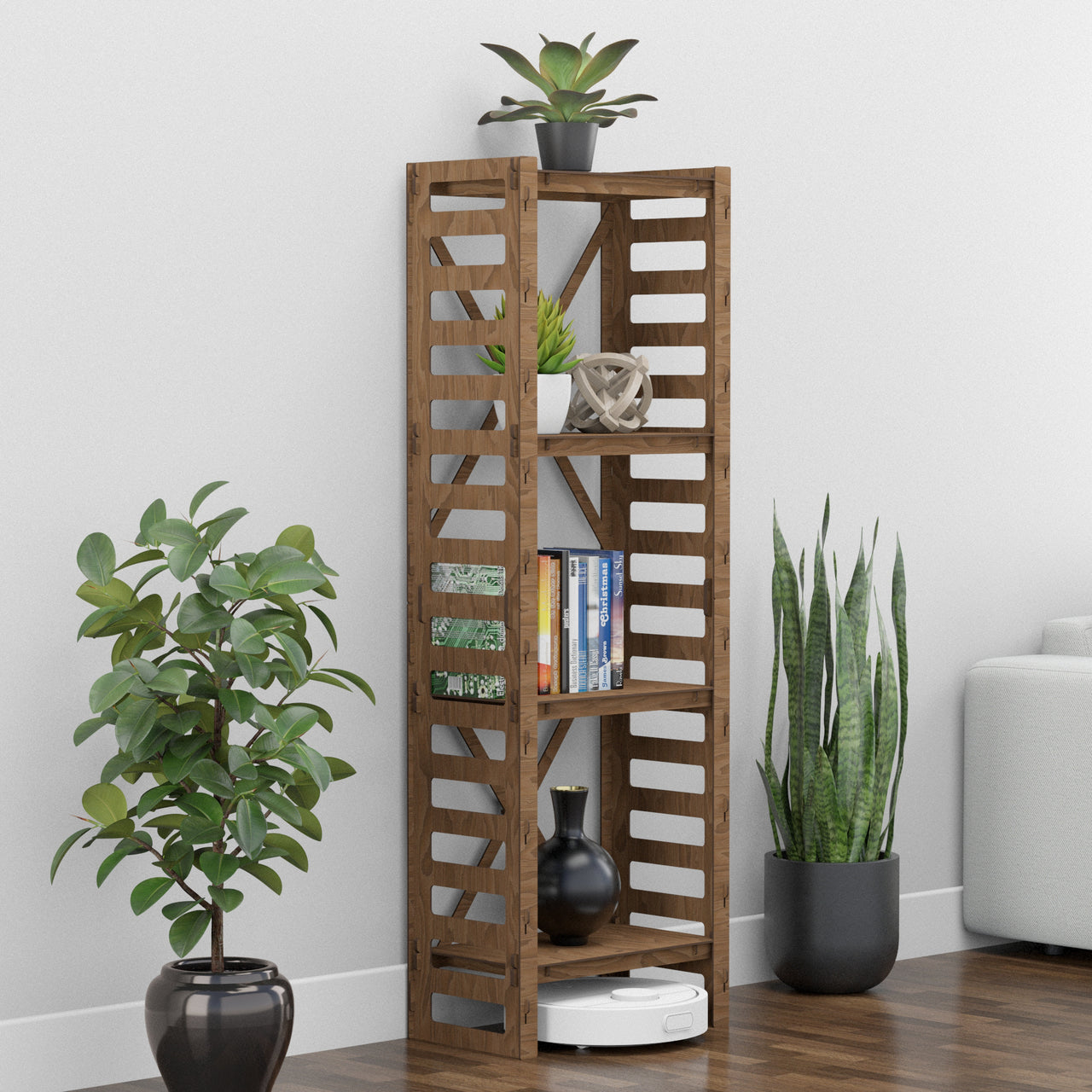 Ladder Narrow X 4-tier Bookshelf Bookcase Shelving Unit