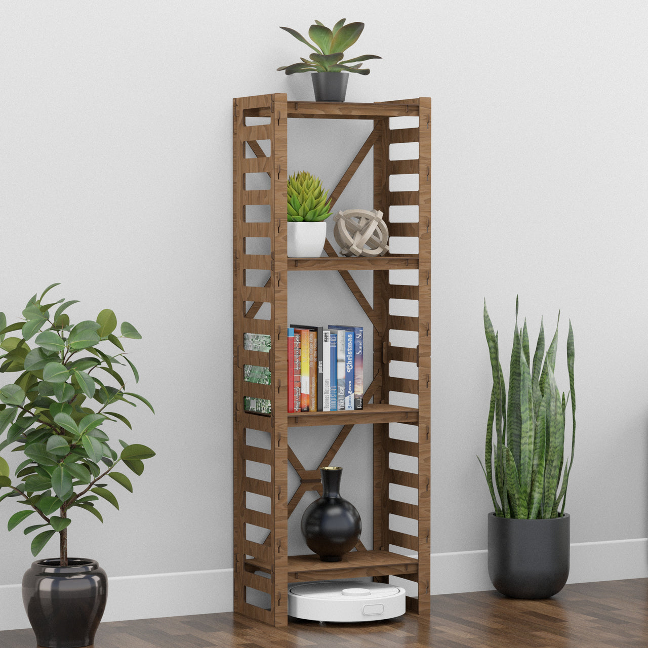 Ladder Narrow X 4-tier Bookshelf Bookcase Shelving Unit