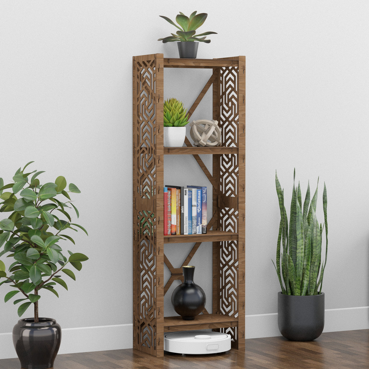 Solar Narrow X 4-tier Bookshelf Bookcase Shelving Unit