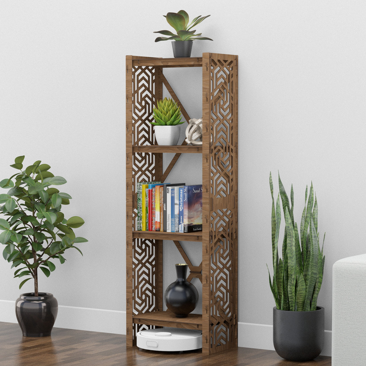 Solar Narrow X 4-tier Bookshelf Bookcase Shelving Unit