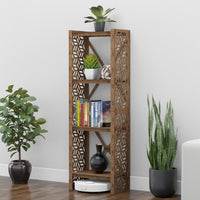 Thumbnail for Flowers Narrow X 4-tier Bookshelf Bookcase Shelving Unit