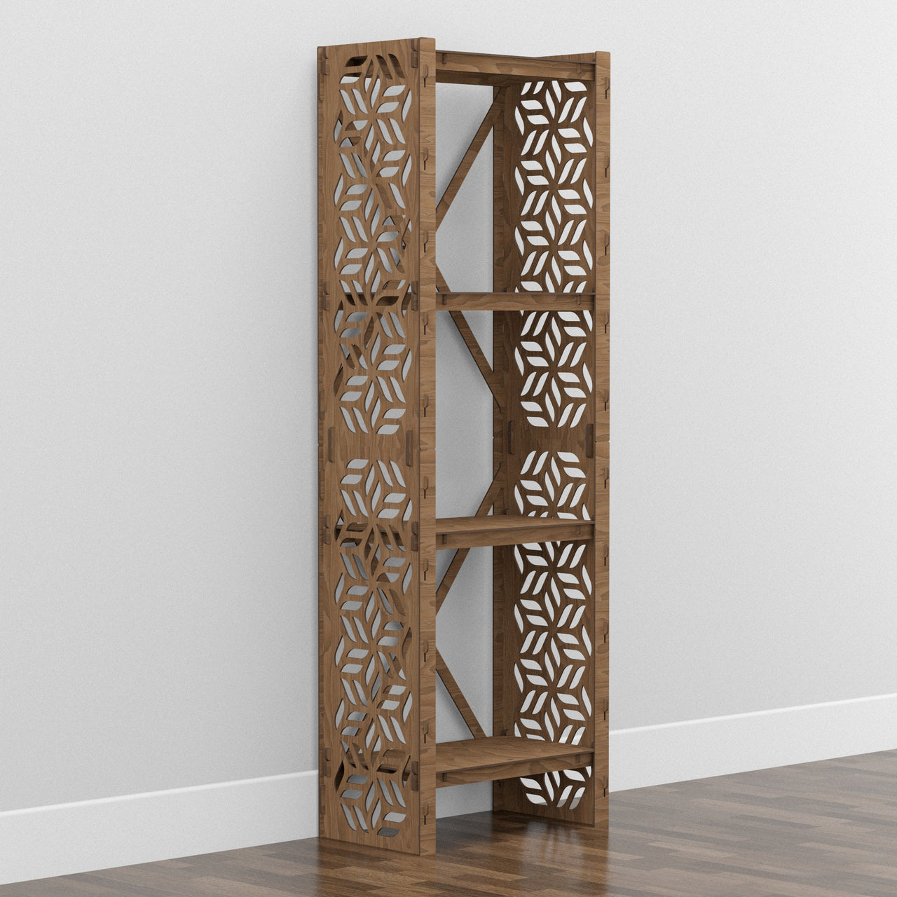 Flowers Narrow X 4-tier Bookshelf Bookcase Shelving Unit