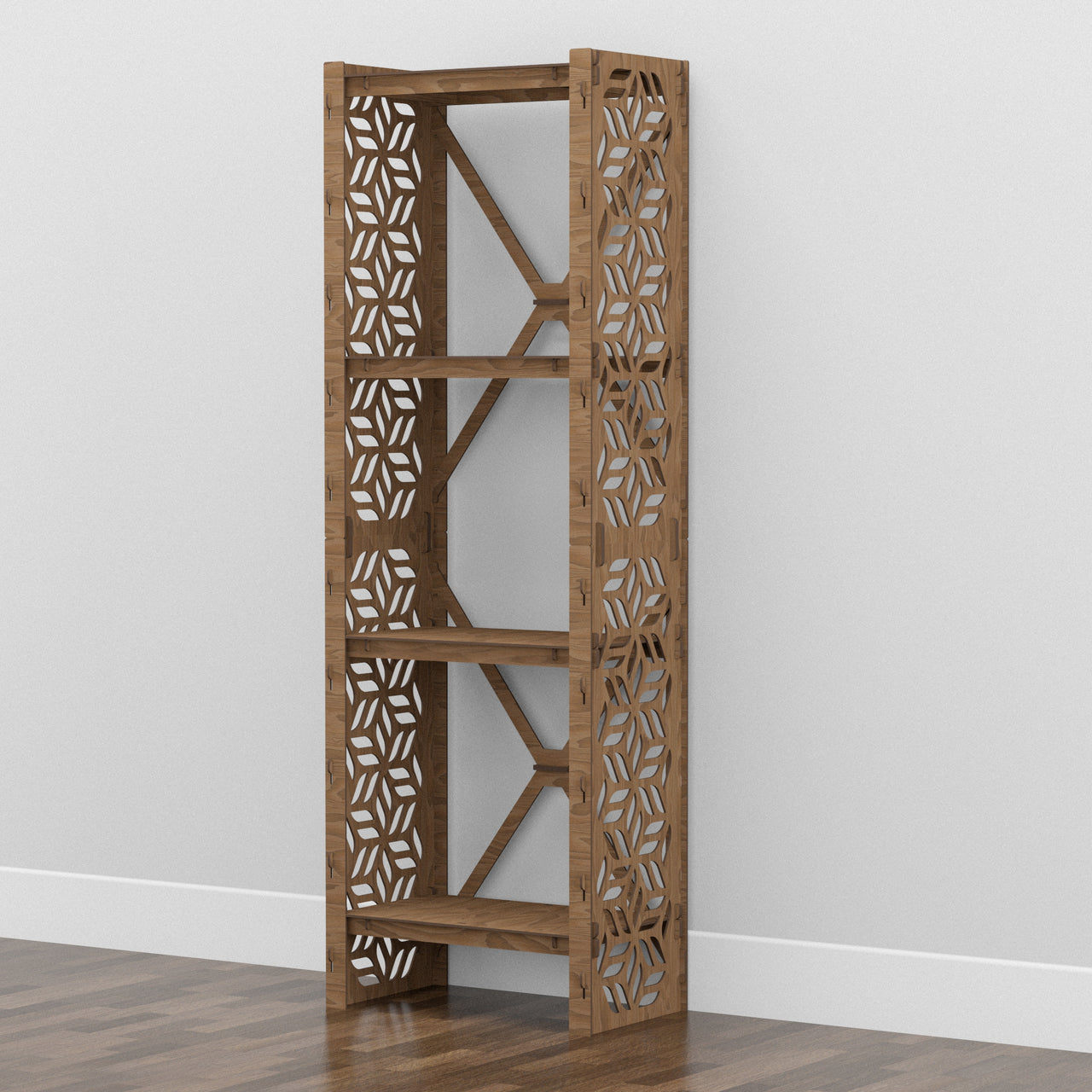 Flowers Narrow X 4-tier Bookshelf Bookcase Shelving Unit