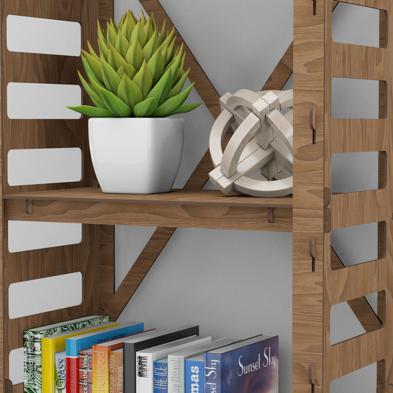 Ladder Narrow X 4-tier Bookshelf Bookcase Shelving Unit