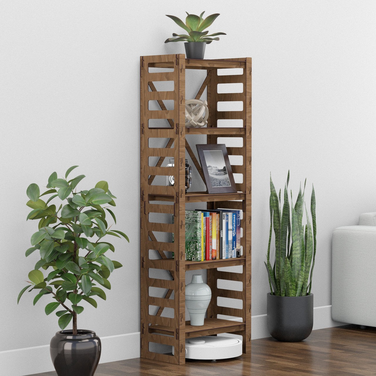 Ladder Narrow X 5-tier Bookshelf Bookcase Shelving Unit