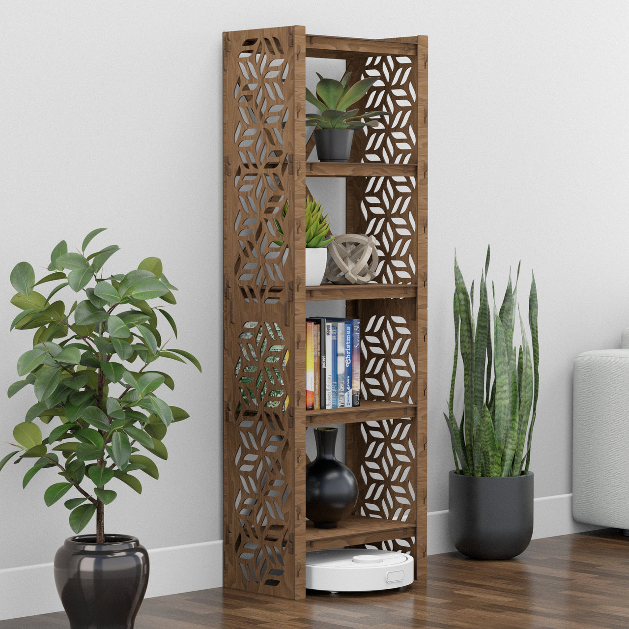 Flowers Narrow X 5-tier Bookshelf Bookcase Shelving Unit