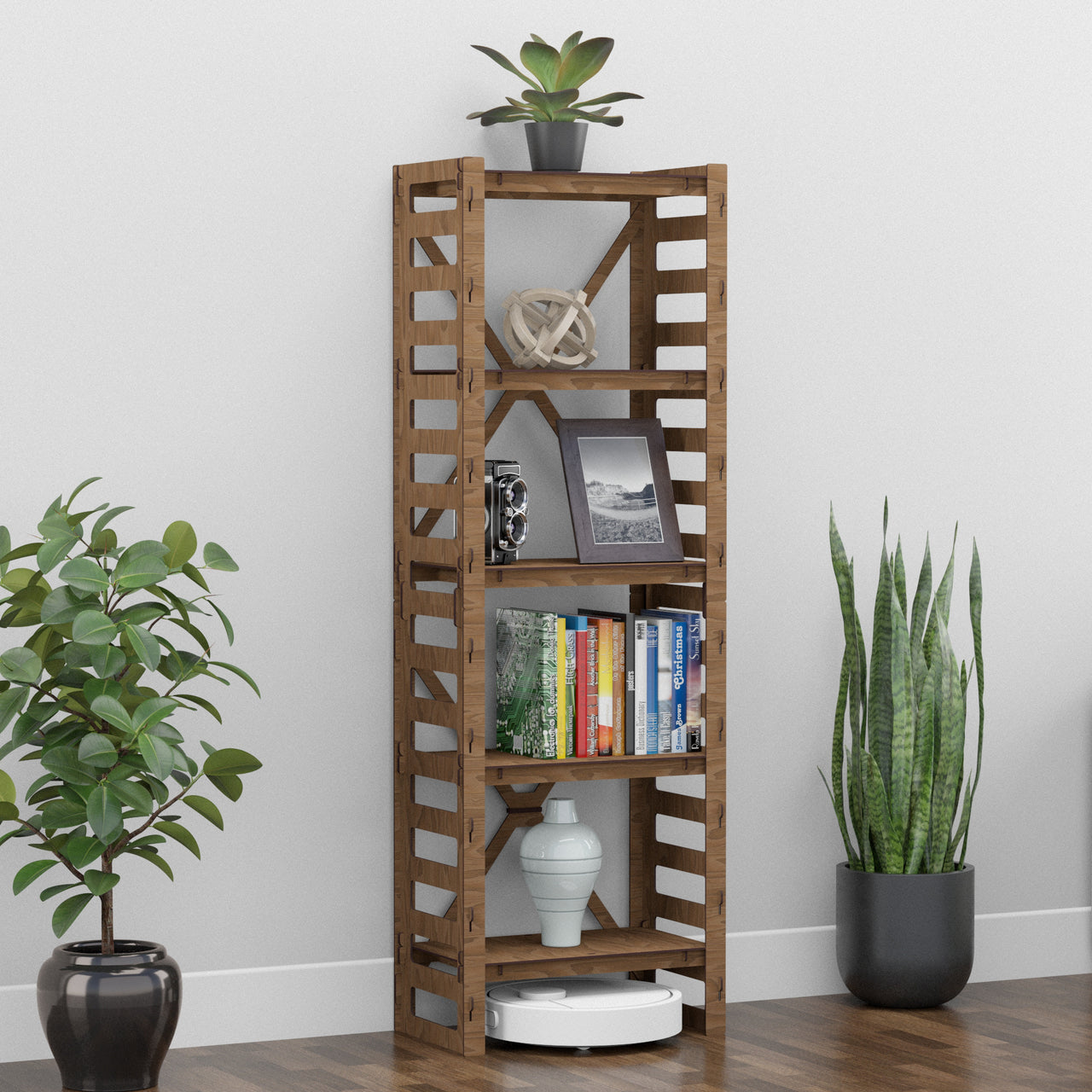 Ladder Narrow X 5-tier Bookshelf Bookcase Shelving Unit