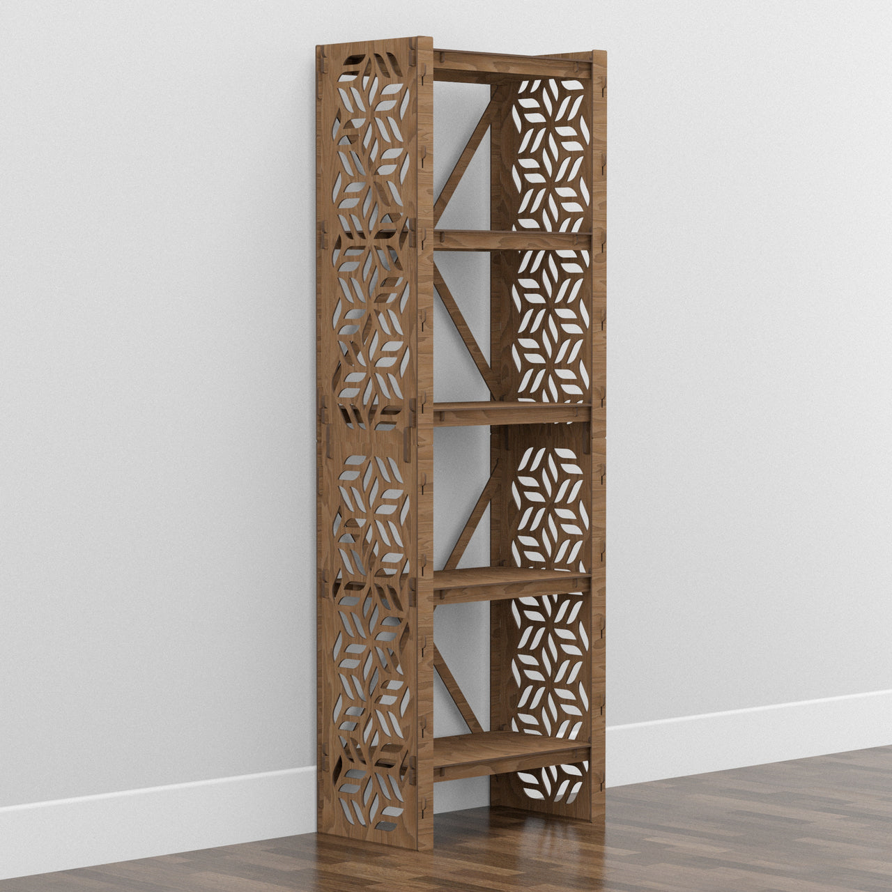 Flowers Narrow X 5-tier Bookshelf Bookcase Shelving Unit