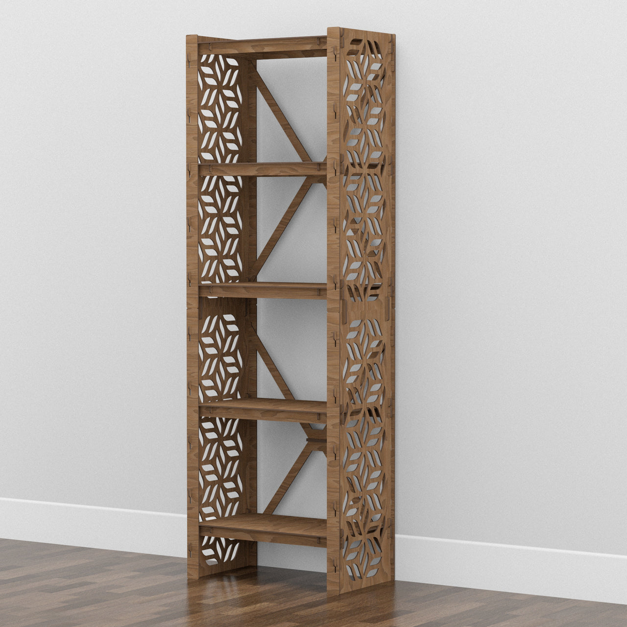 Flowers Narrow X 5-tier Bookshelf Bookcase Shelving Unit