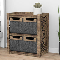 Thumbnail for Solar Bedside Table Nightstand 4 Drawers [4 SMALL BLACK BINS]
