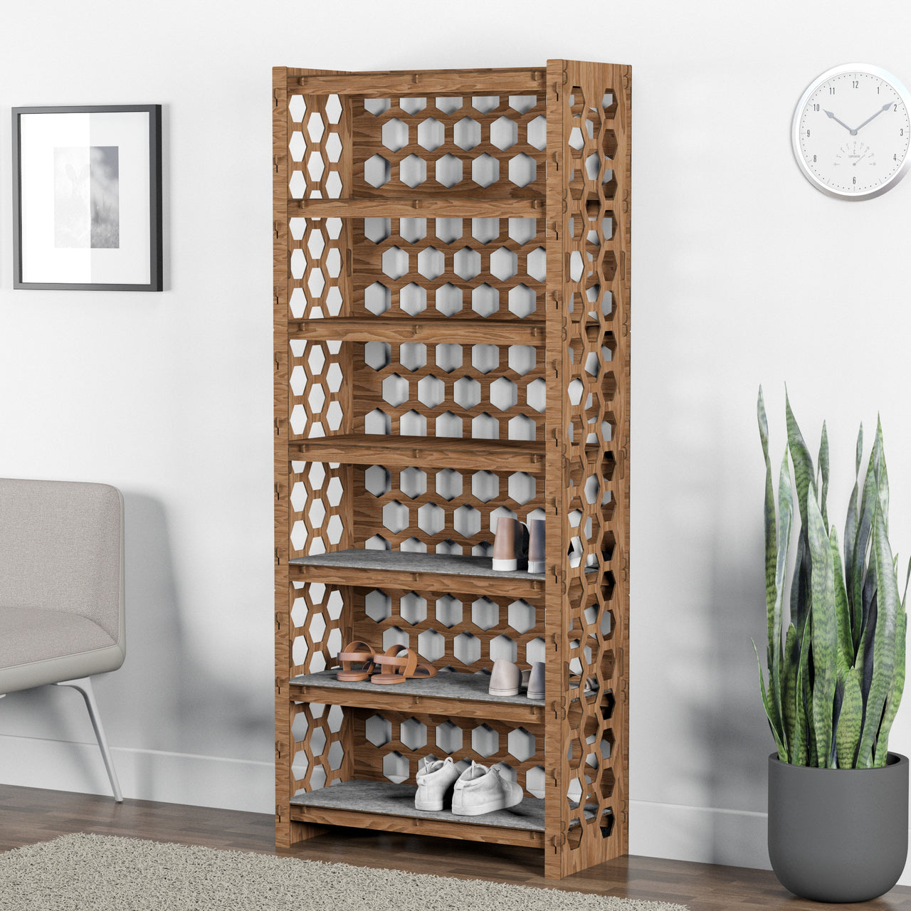 Tall Wide Entryway Shoe Rack Honeycomb