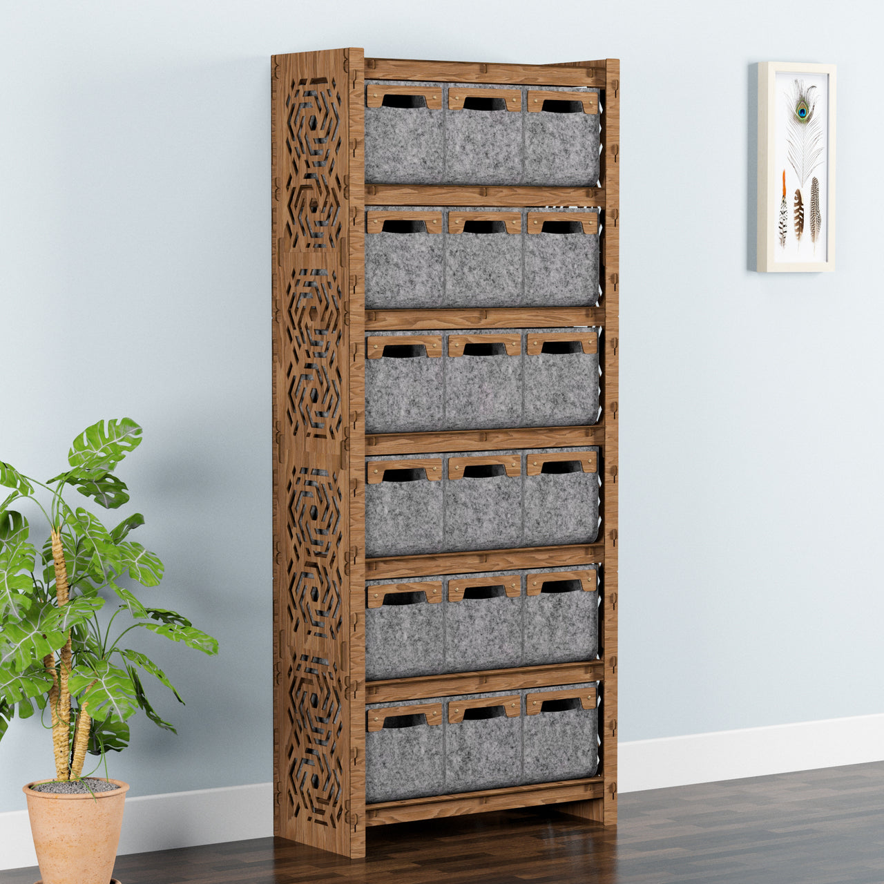 Solar Tall Wide 18 Drawer Storage Tower [18 SMALL GRAY BINS]