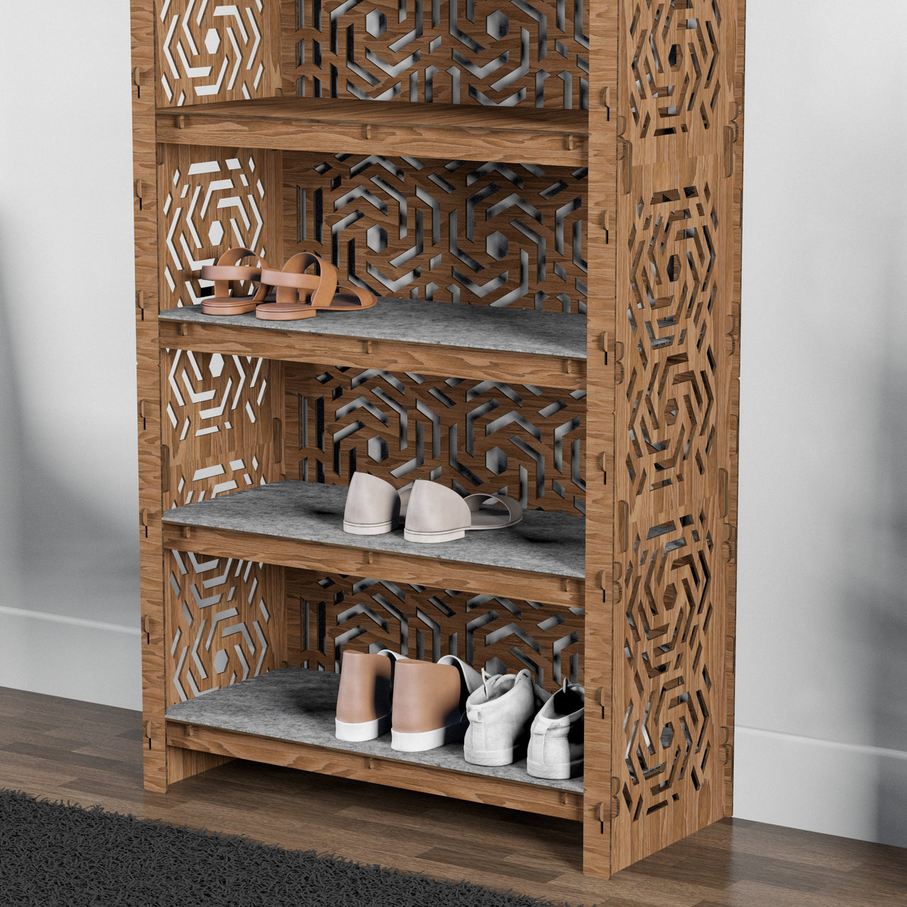 Tall Wide Entryway Shoe Rack Solar