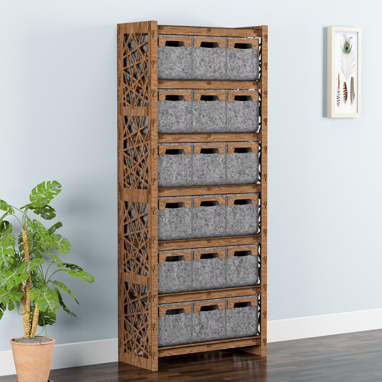 Crystals Tall Wide 18 Drawer Storage Tower [18 SMALL GRAY BINS]