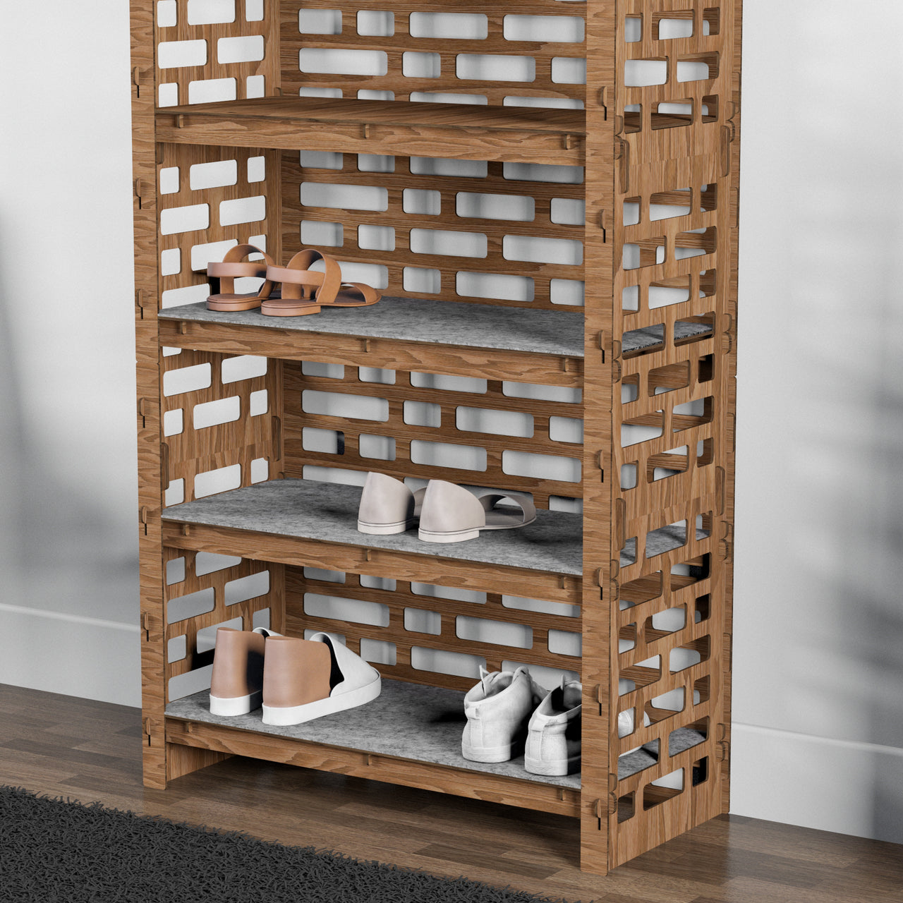 Tall Wide Entryway Shoe Rack Brickwall