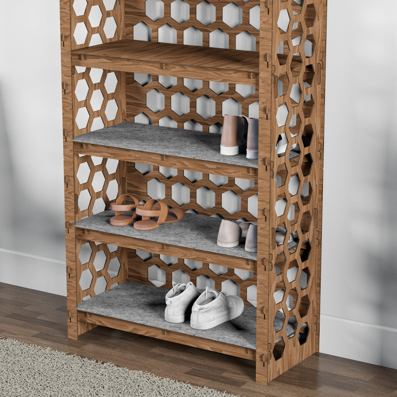 Tall Wide Entryway Shoe Rack Honeycomb