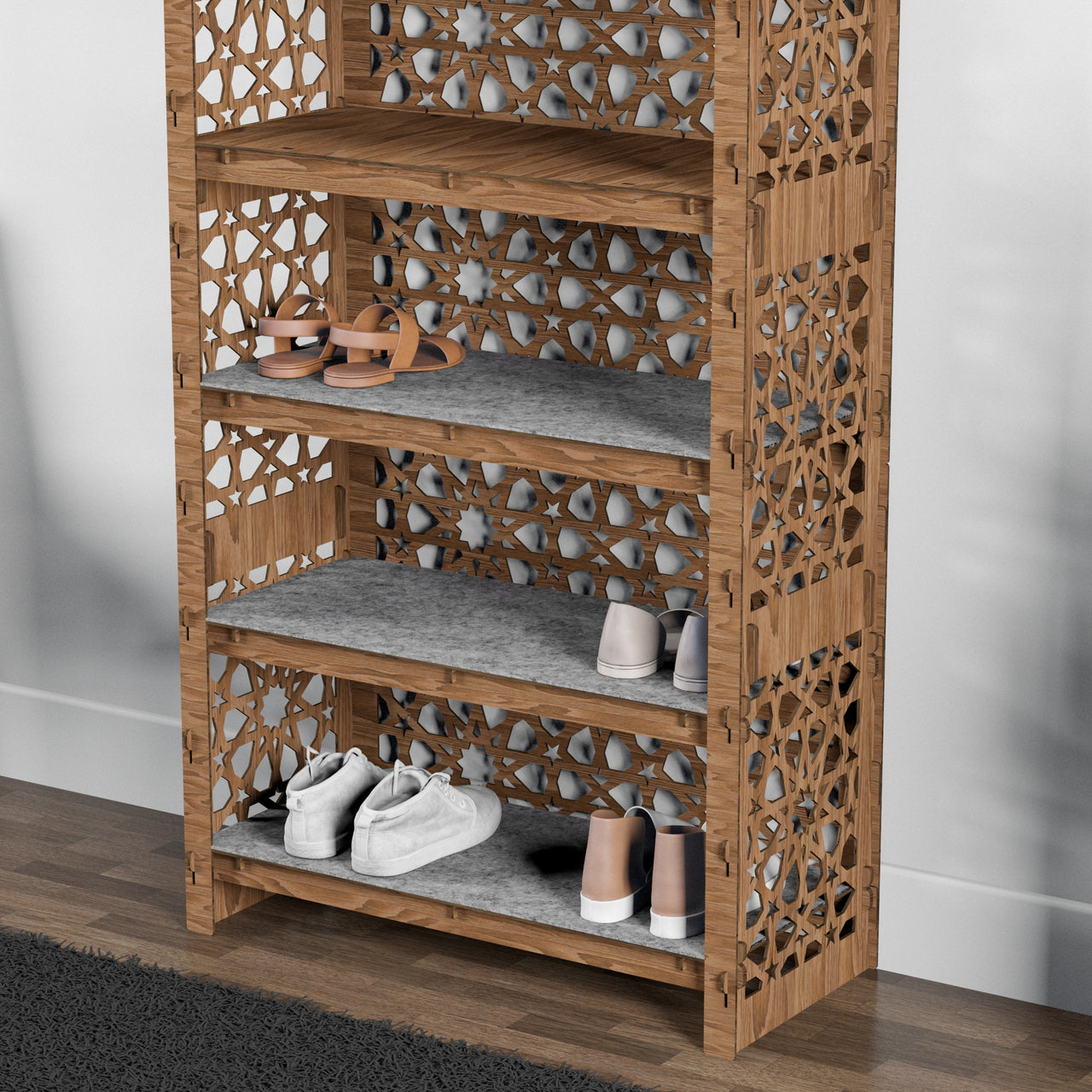 Tall Wide Entryway Shoe Rack Arabic