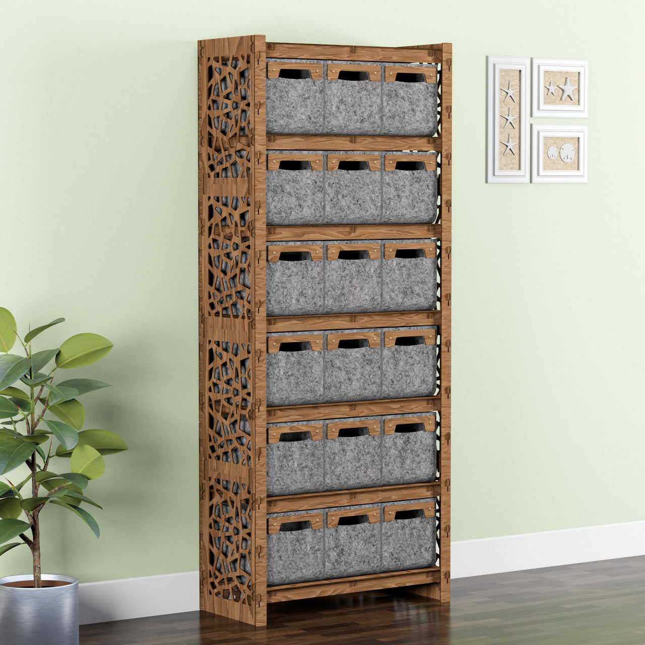 Stones Tall Wide 18 Drawer Storage Tower [18 SMALL GRAY BINS]