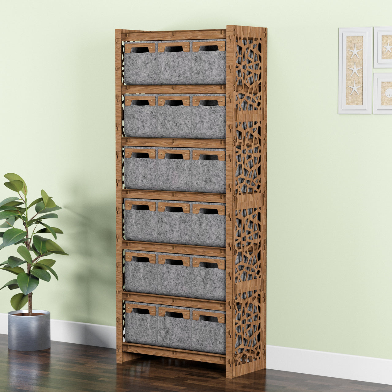 Stones Tall Wide 18 Drawer Storage Tower [18 SMALL GRAY BINS]