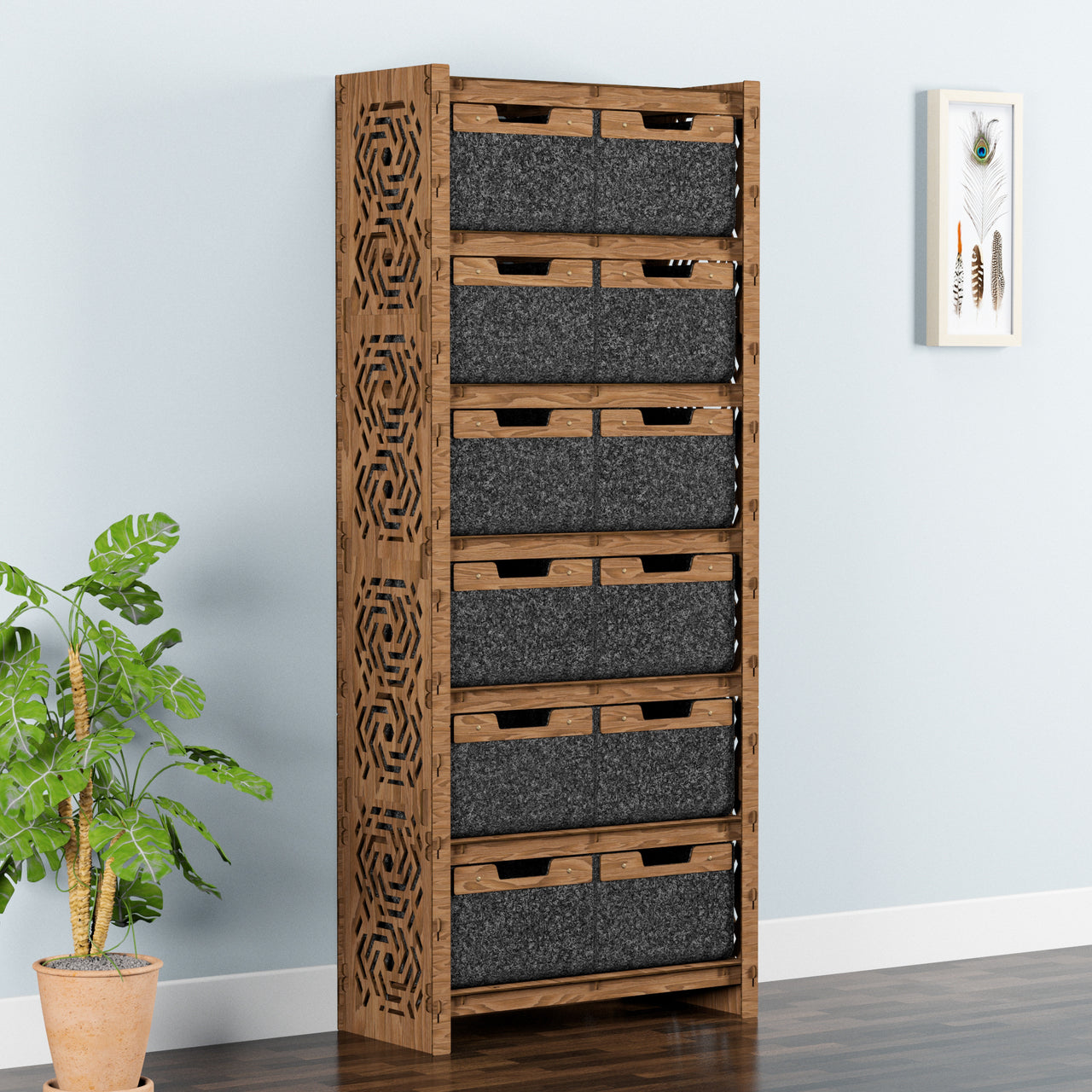 Solar Tall Wide 12 Drawer Storage Tower [12 LARGE BLACK BINS]