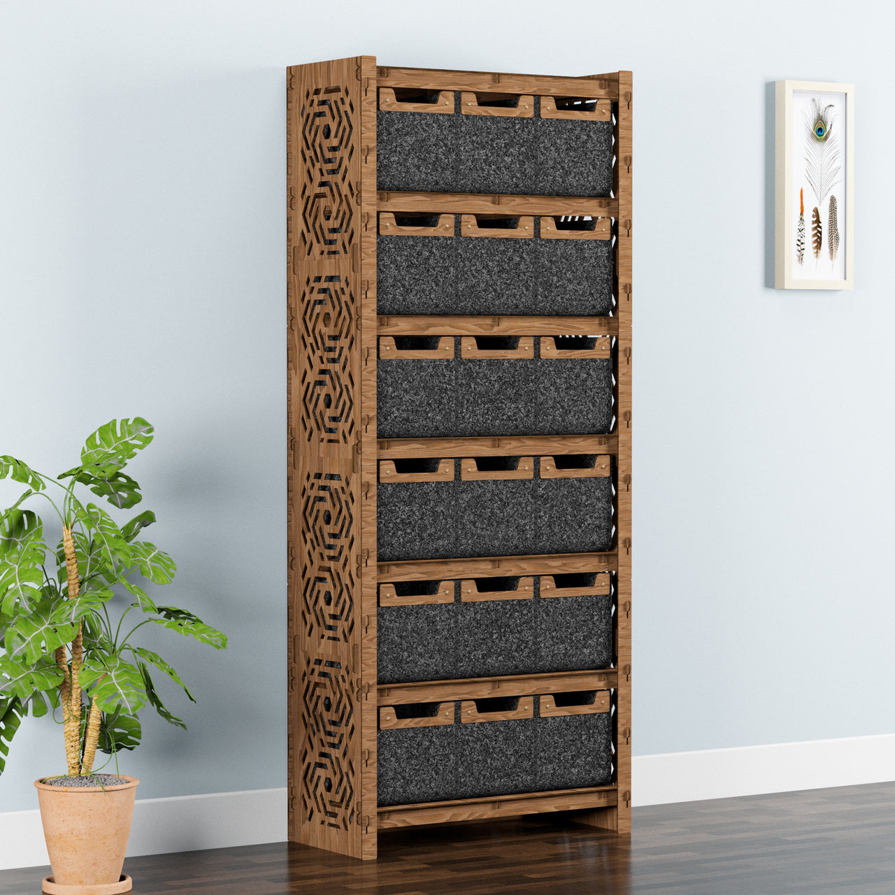 Solar Tall Wide 18 Drawer Storage Tower [18 SMALL BLACK BINS]