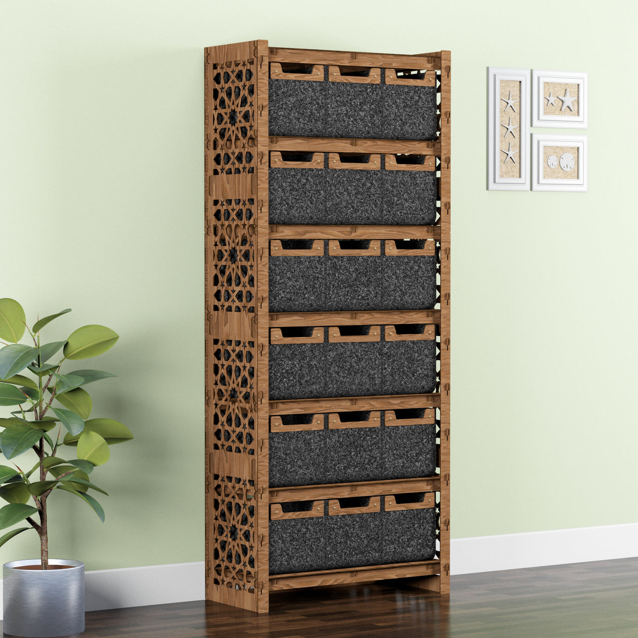 Arabic Tall Wide 18 Drawer Storage Tower [18 SMALL BLACK BINS]